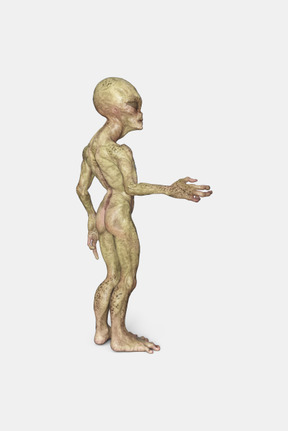 Alien standing in profile wit hand ahead