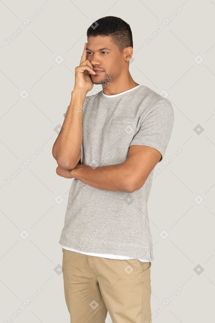 A guy pretending to be called by a phone