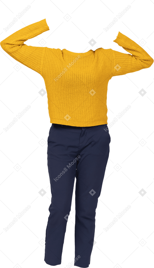 黄色运动衫和蓝色裤子