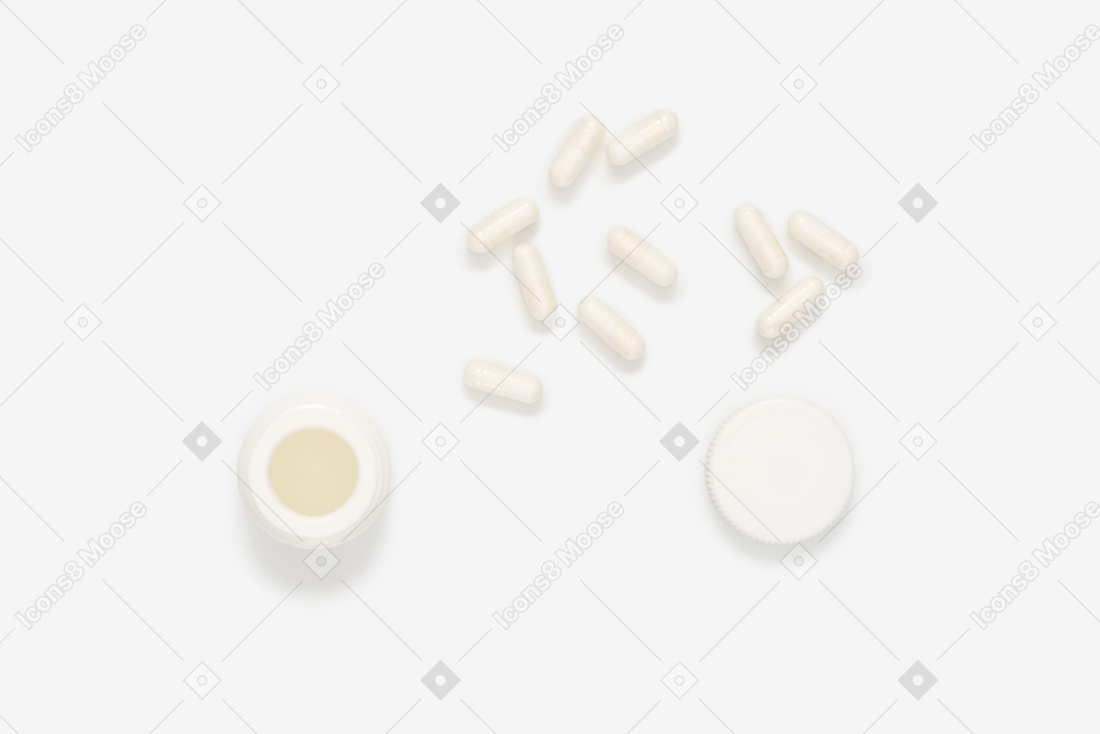 Frasco de pastillas de plastico abierto