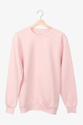 Pastel pink longsleeve on a hanger