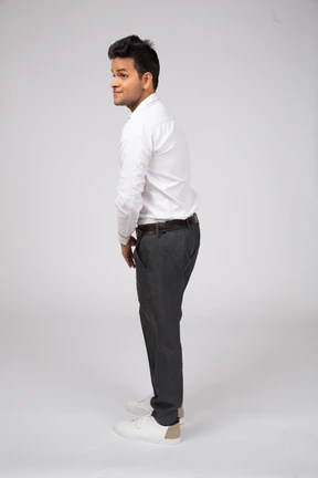 Man in white shirt standing