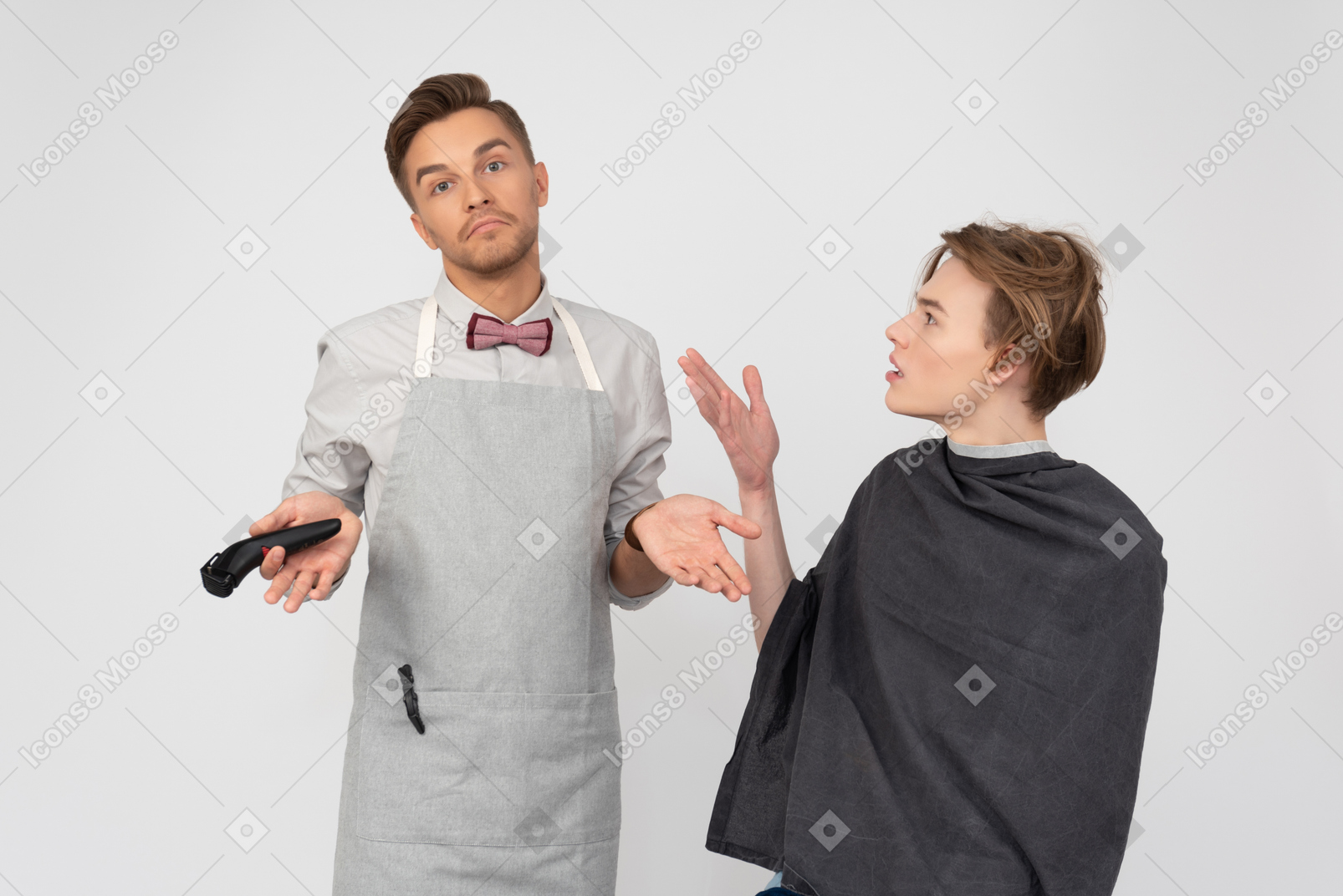 A young barber and his client