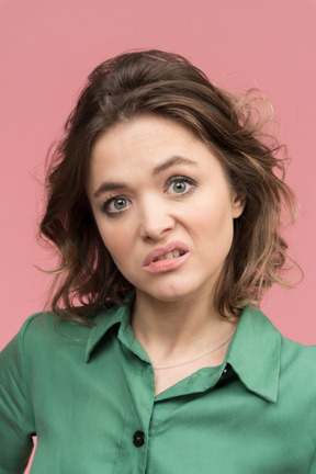 Young woman making funny face