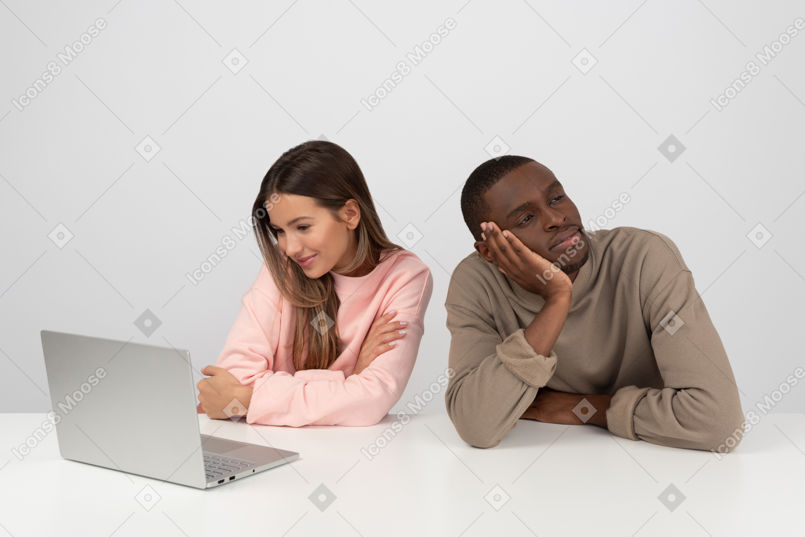 Attractive couple watching some show online together