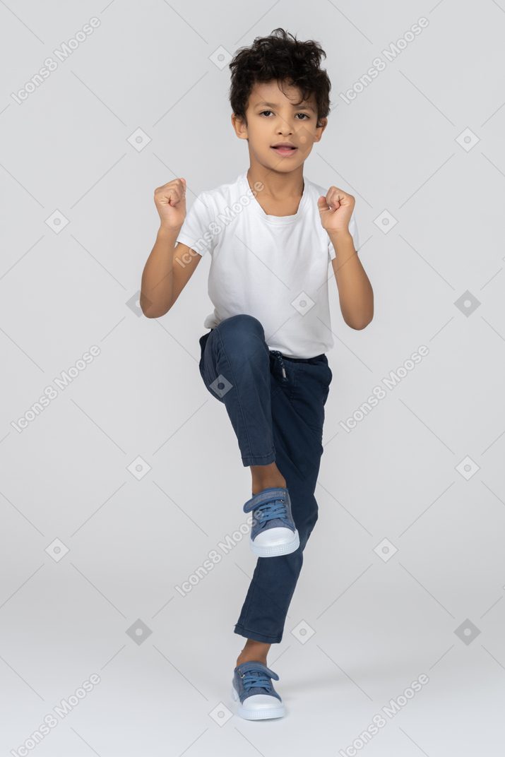 A boy doing exercises
