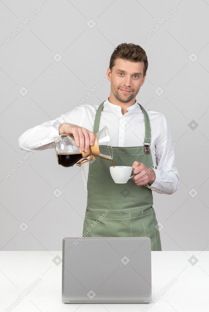 Pouring your hot black coffee
