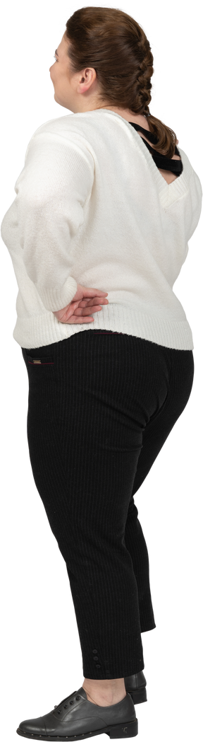 Plump woman in casual clothes