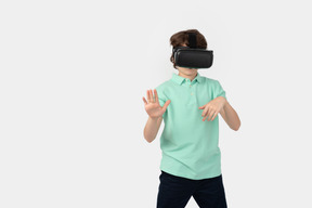 Boy exploring virtual reality