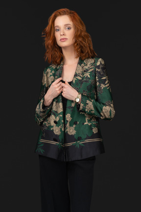 Young woman posing with jacket on