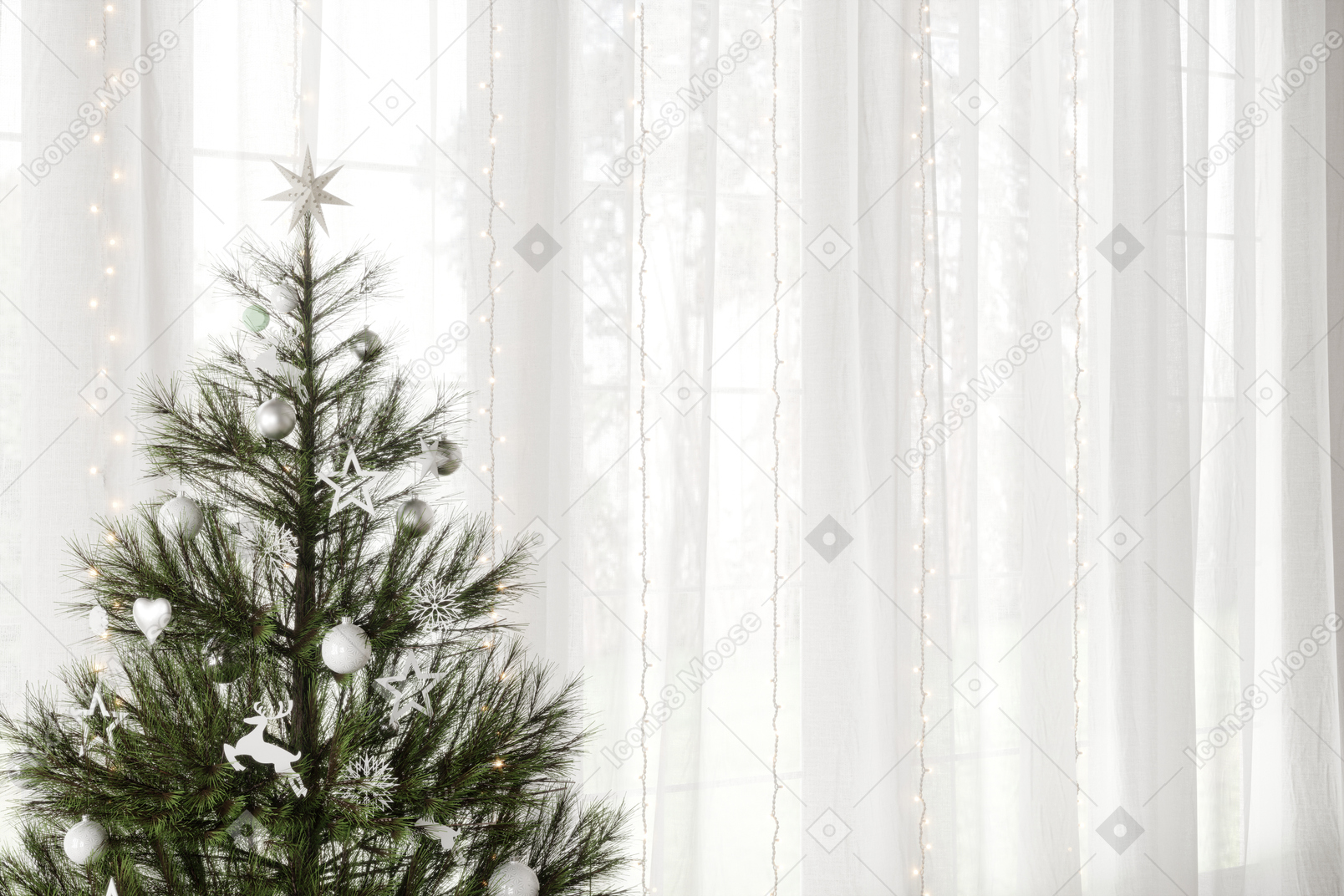 Christmas tree near window