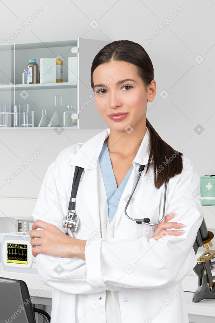 A young female doctor with a stethoscope