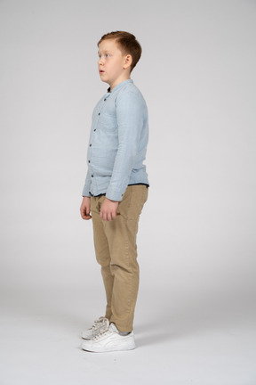 Side view of a boy in casual clothes