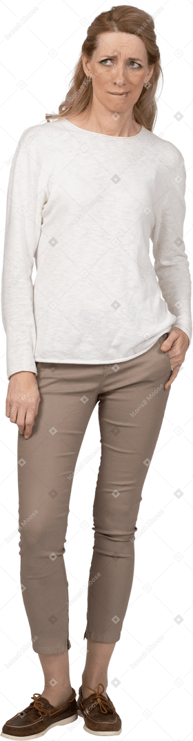 Woman in casual clothes standing