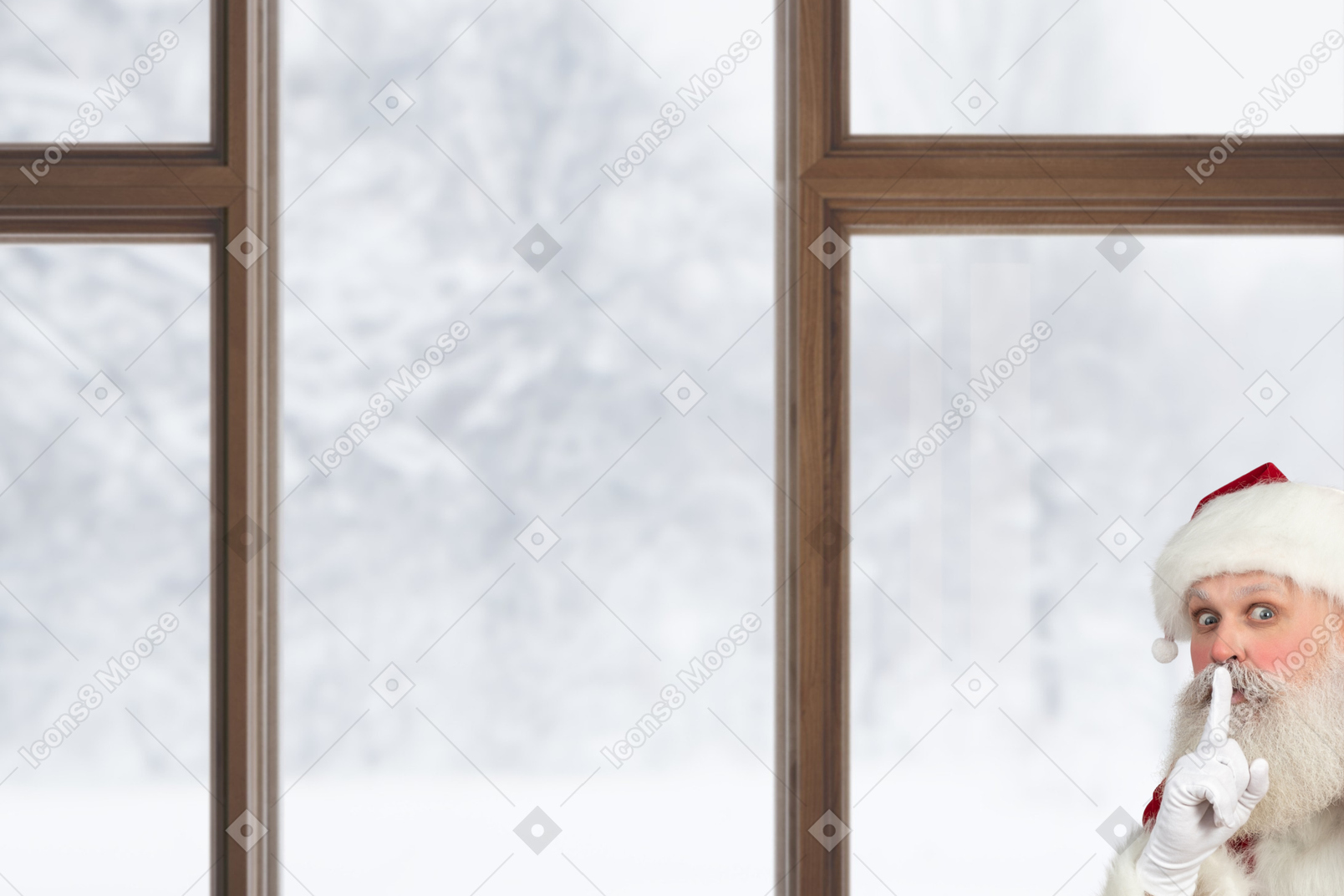 Дед мороз возле окна