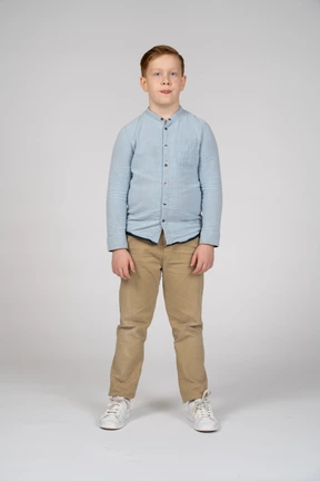Front view of a cute boy looking at camera