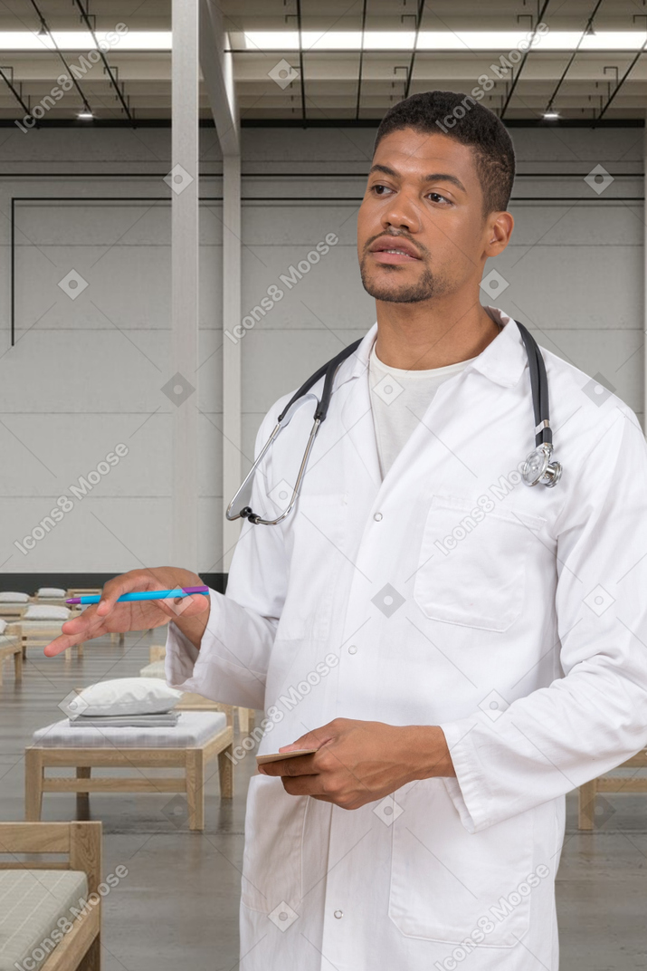 A doctor in his office
