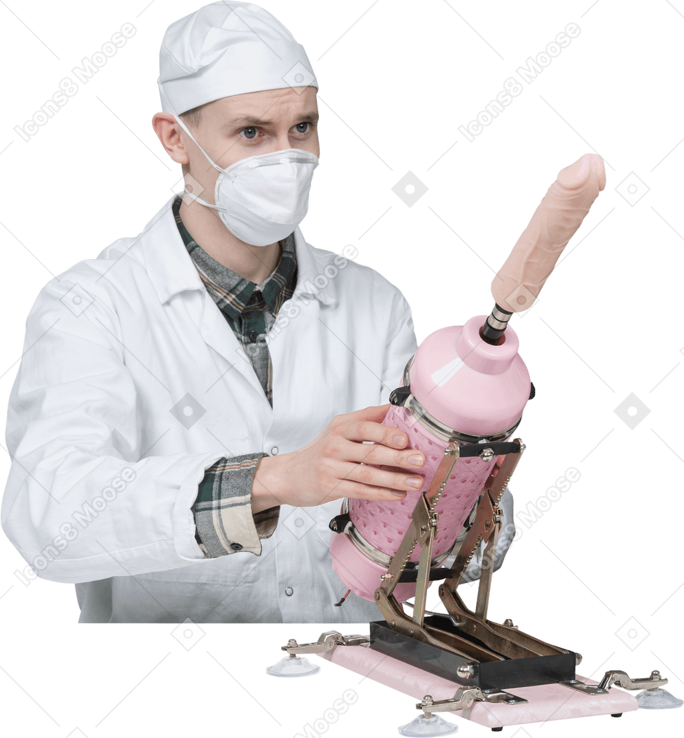 Doctor instalando maquina sexual