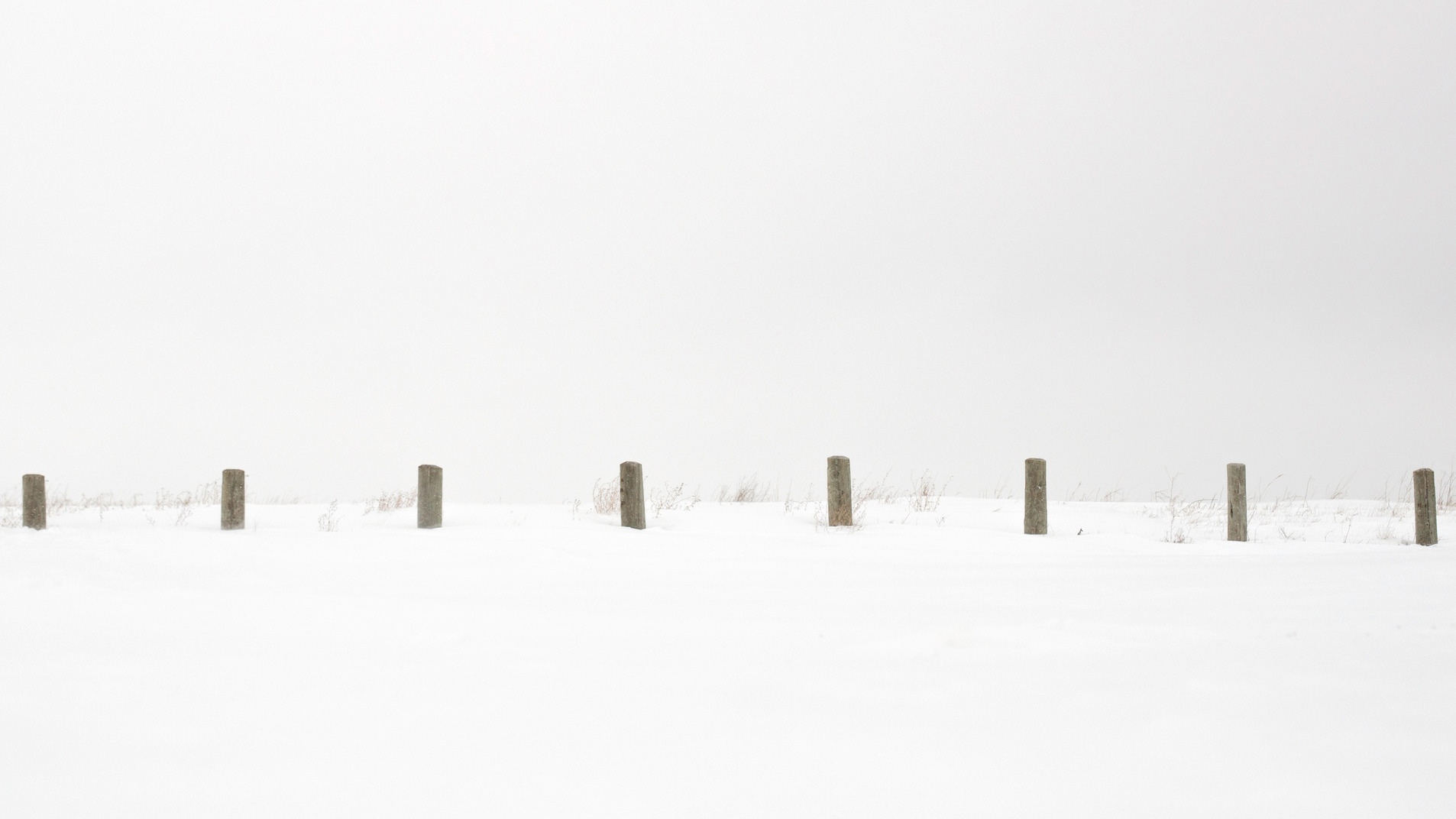 Background of deserted territory with white snow