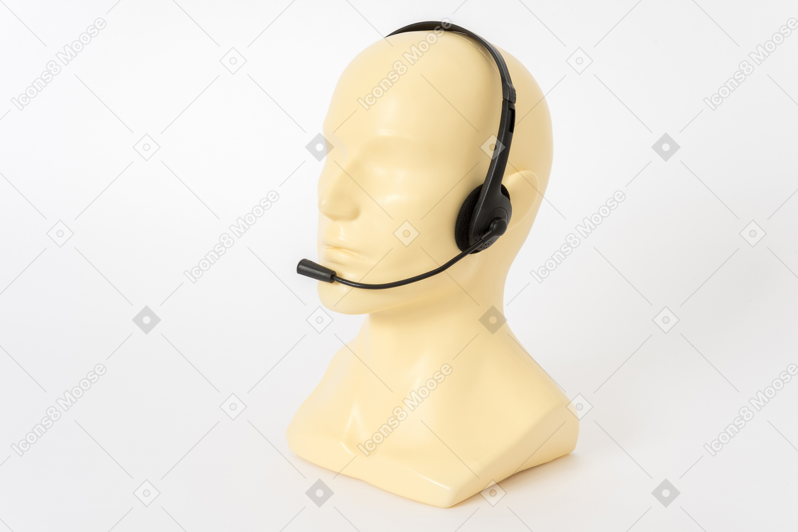 Centre d'appel sur la tête du mannequin