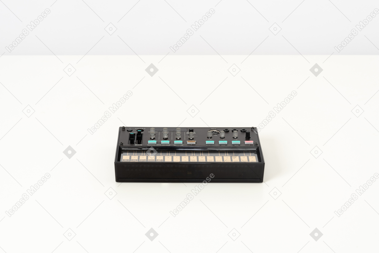 Black fm synthesizer on a white background