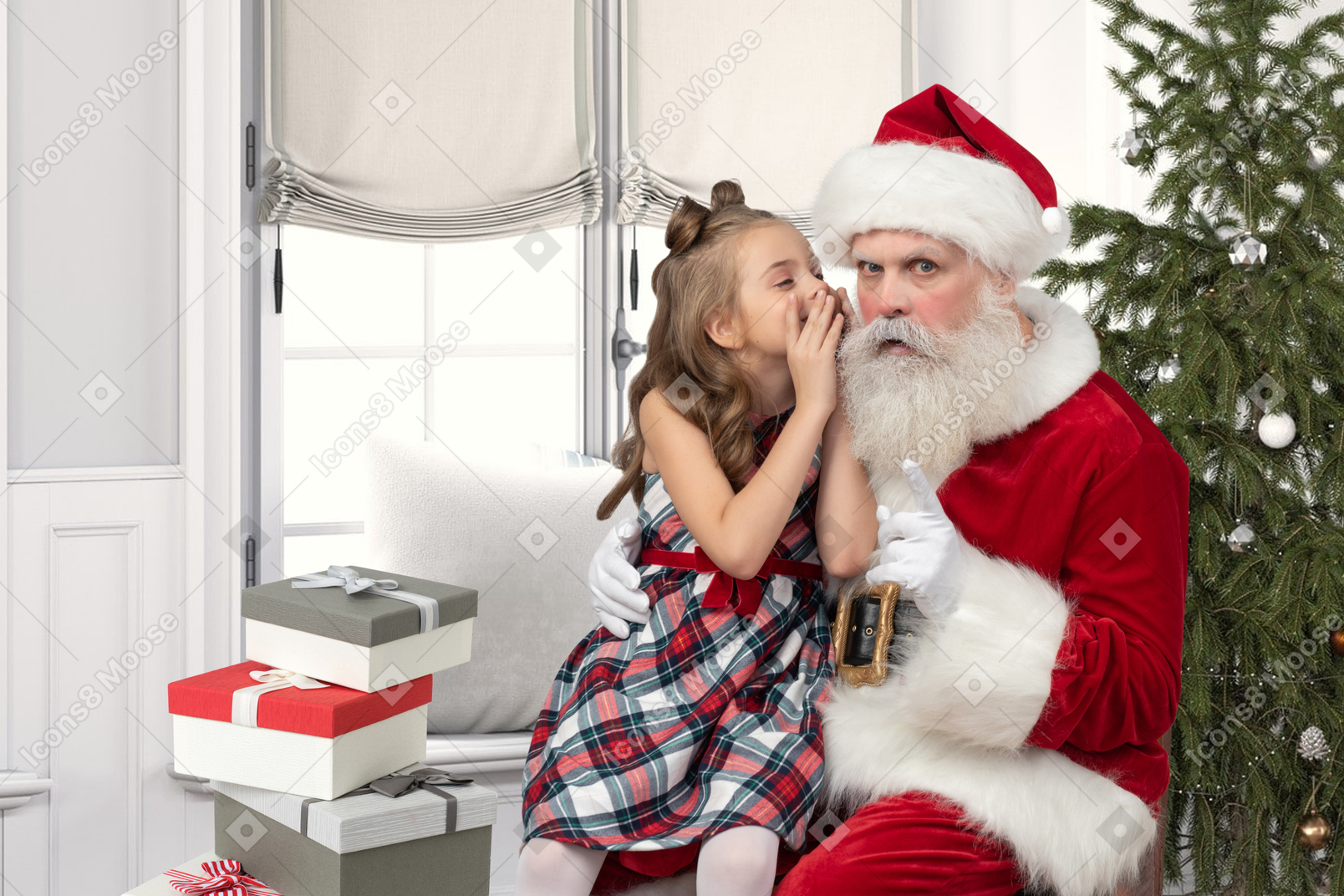 Santa claus and a little girl