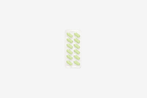 Blister pack of light green pills