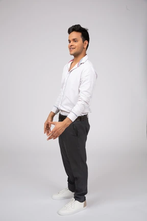 Man in white shirt standing