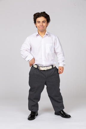 Man with hand on hip smiling