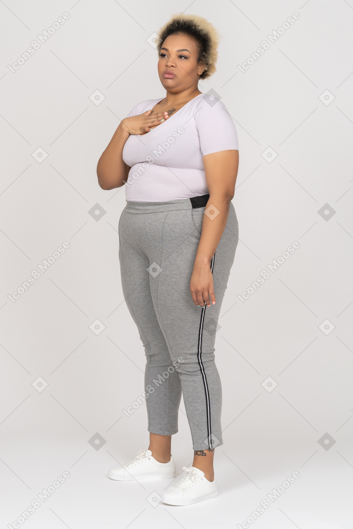 Portrait of a plump afro woman in sport clothes