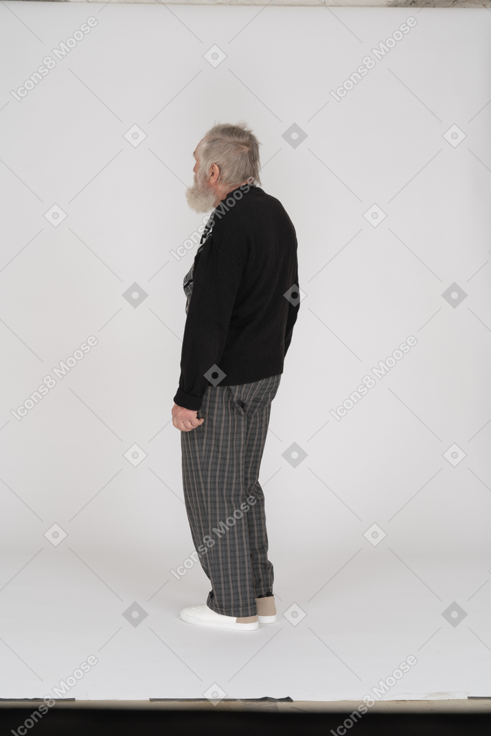 Back view of old man standing