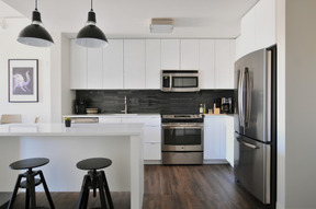 Interior de cocina blanco y negro