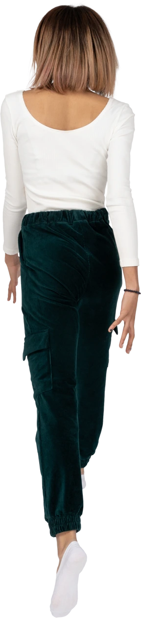 Woman in casual clothes jumping