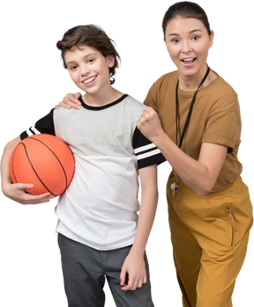 Physical education teacher and her student