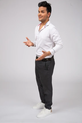 Man in white shirt standing