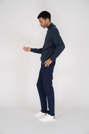 Man in black clothes standing