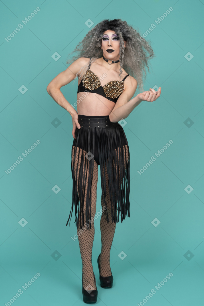 Drag queen posing with hand on hip