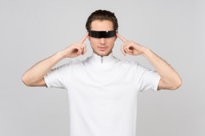 Young man in a futuristic eyewear