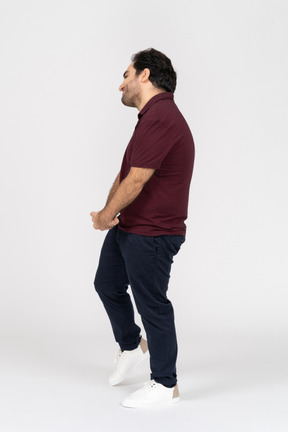 Side view of man feeling embarrassed