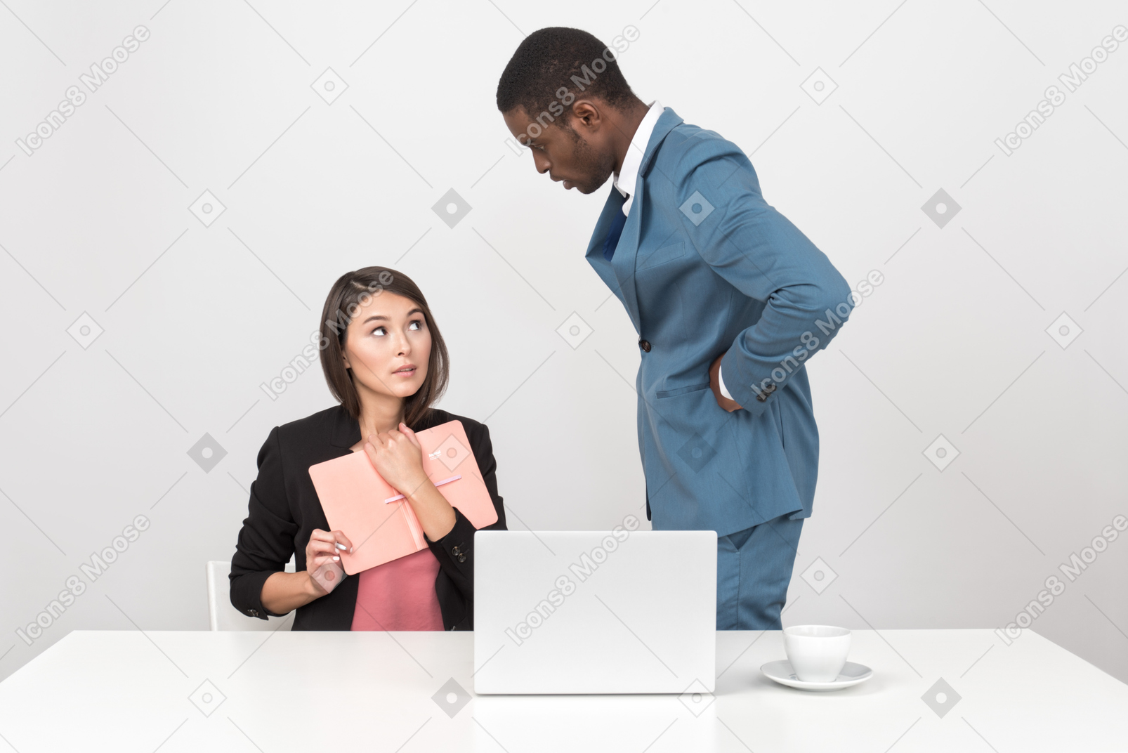 Boss is unsatisfied with employee's work and telling her off
