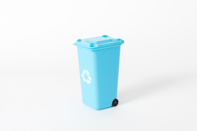 Blue trash can