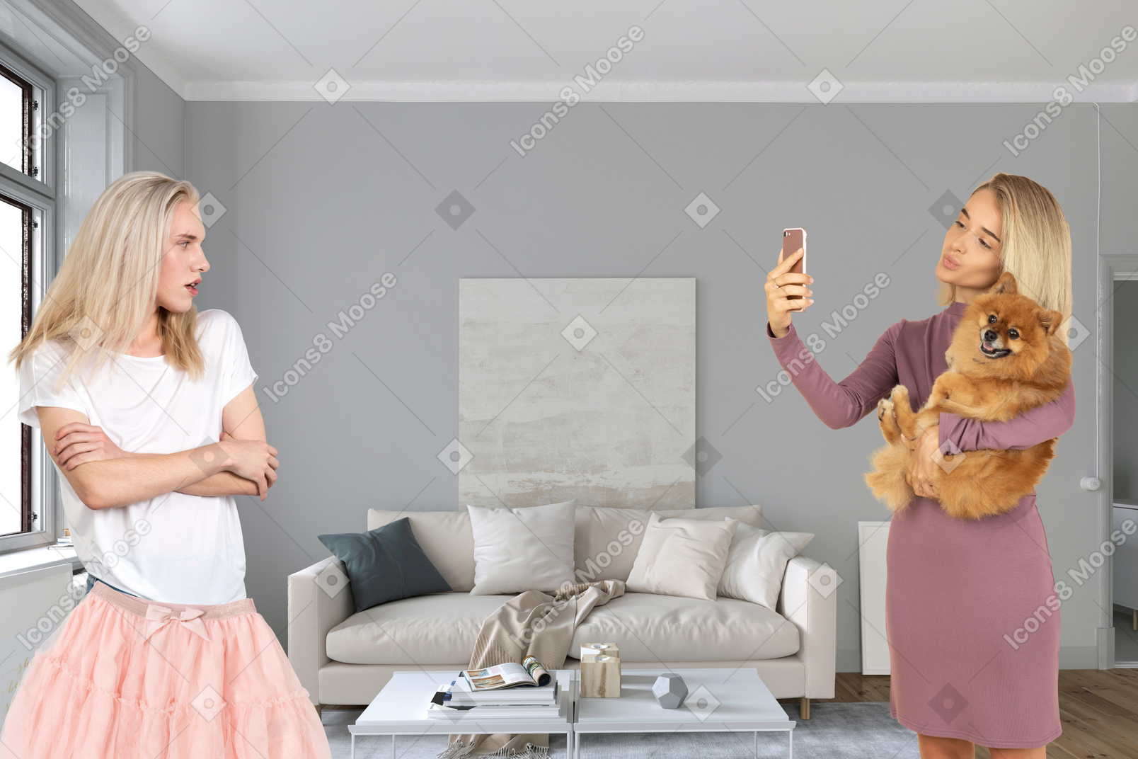A woman holding a teddy bear in her bedroom