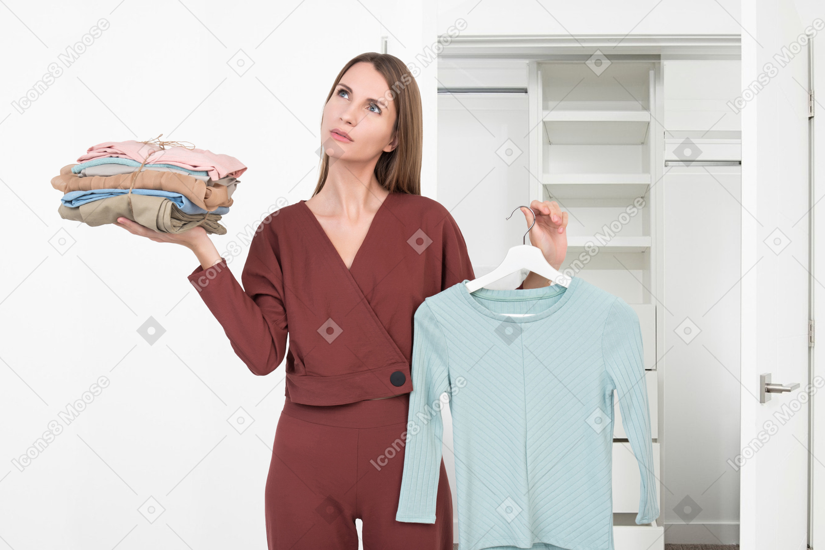 Woman thinking what to wear