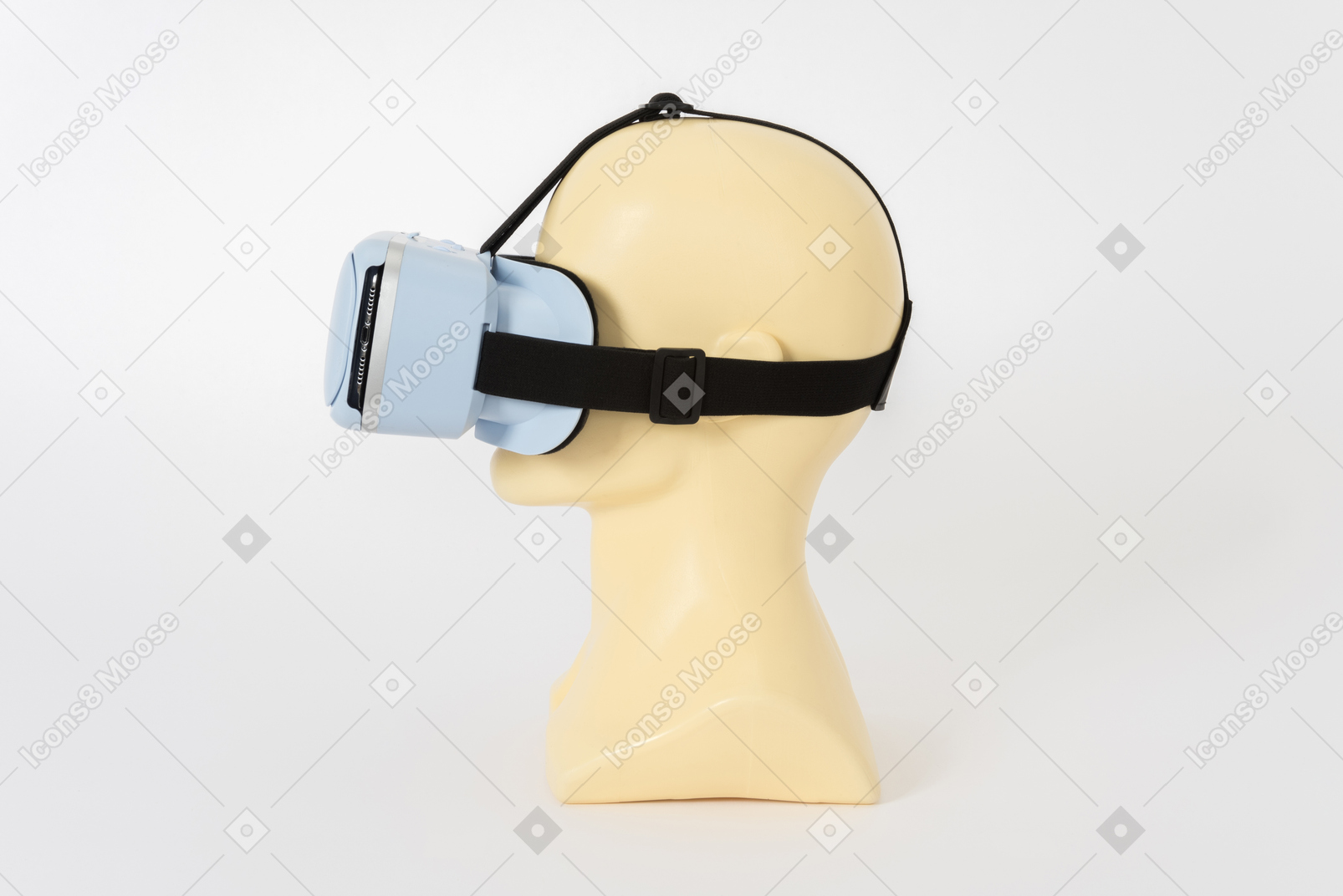Óculos de realidade virtual em uma cabeça de manequim