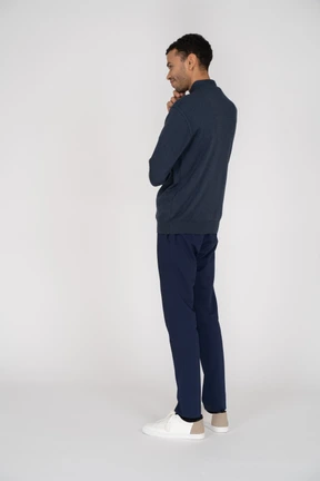 Man in black clothes standing