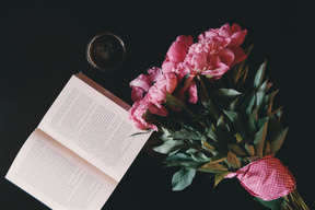 Flowers and open book