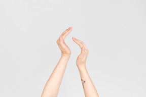 Mani femminili che mostrano il tipo di segno del cerchio