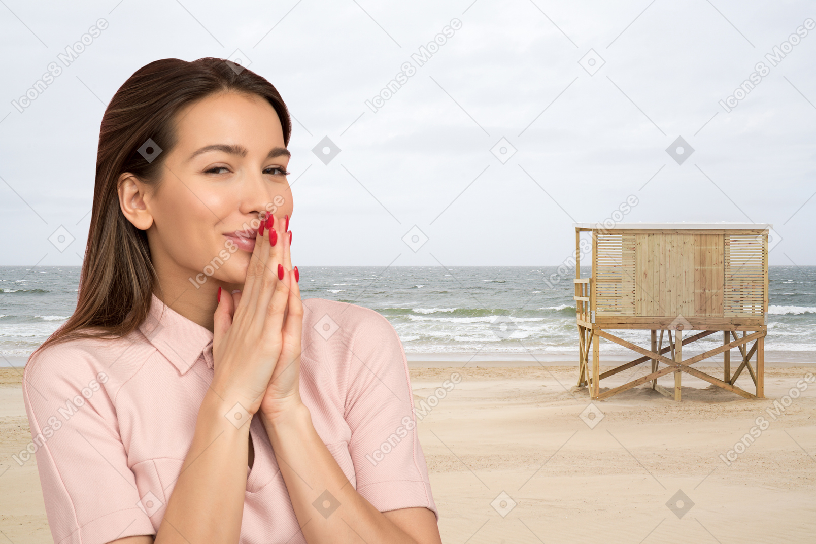 Couple kissing on the beach
