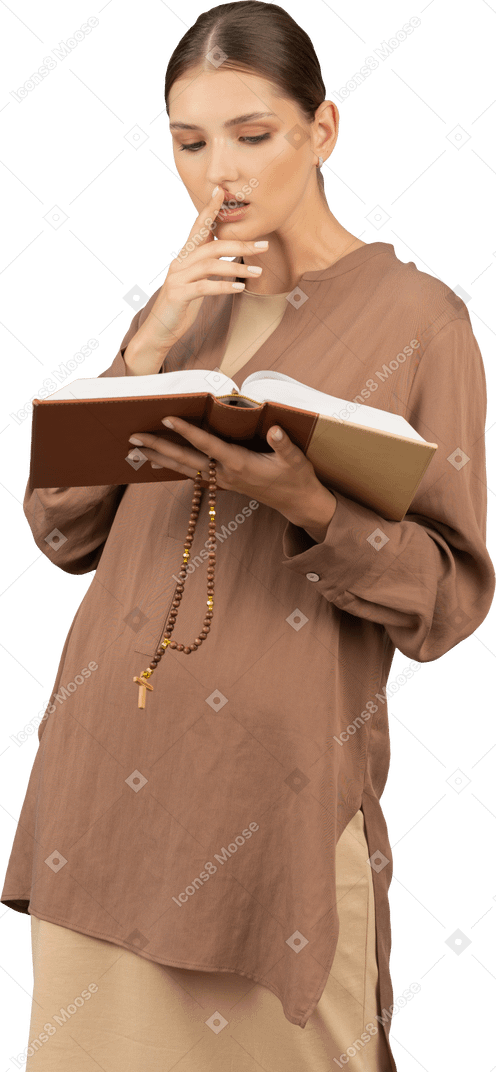 Concentrated woman reading