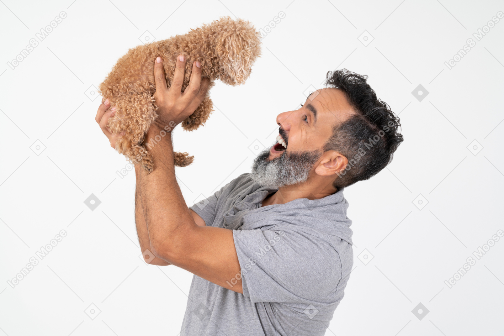 Man playing with a dog